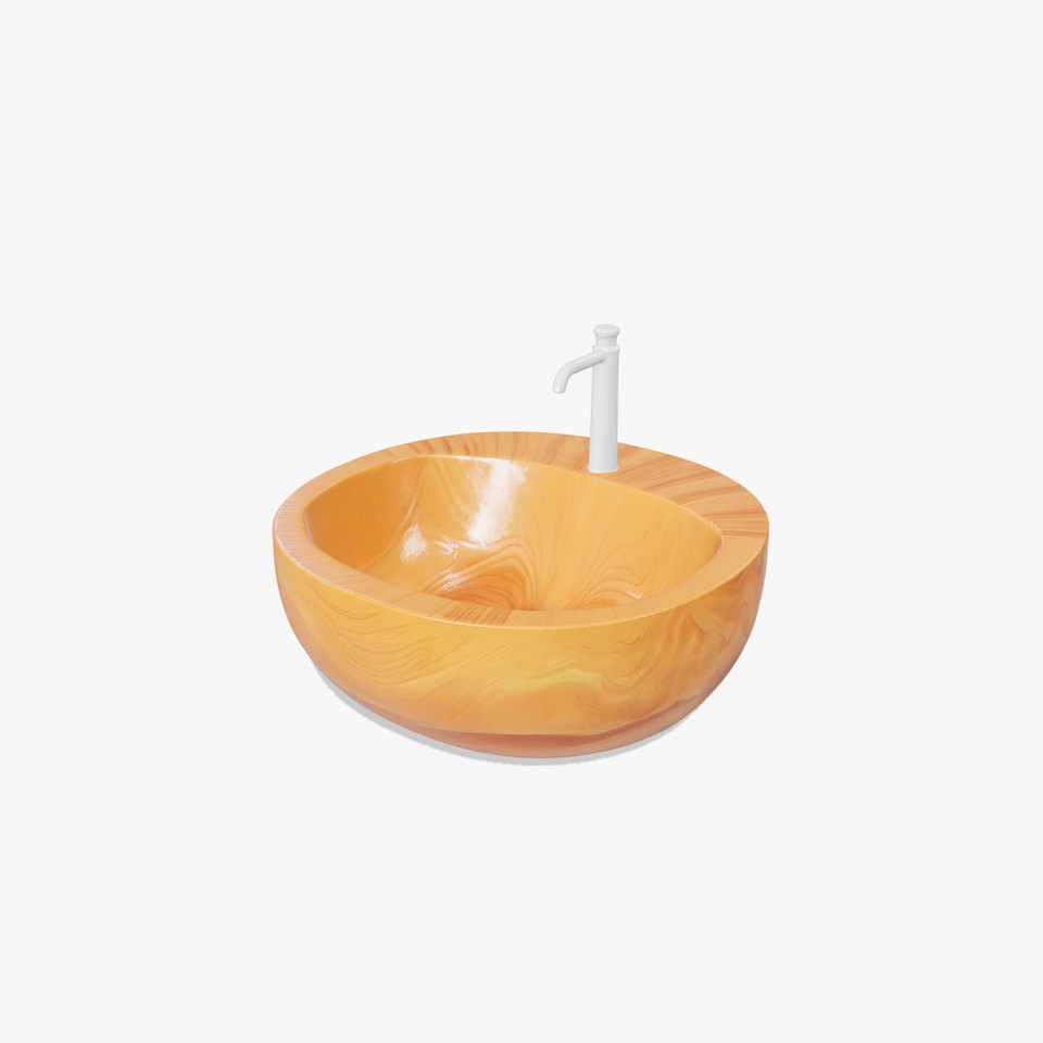 Natural Wooden Sink with Waterfall Faucet Model Pack